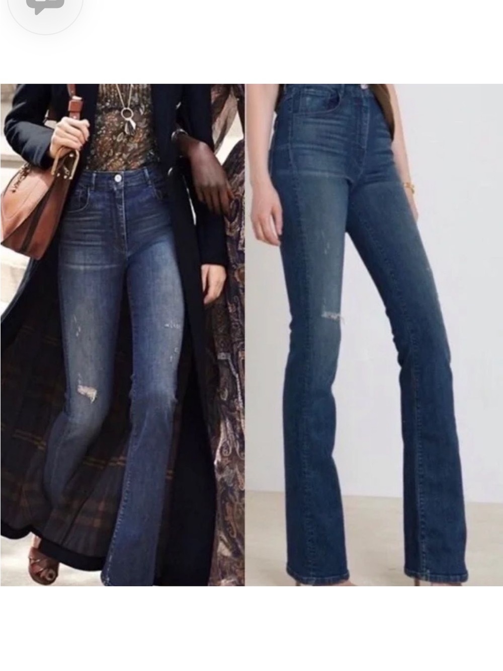 3x1 NYC Designer High-Rise Y2K Boot Cut Dark Distressed Jean